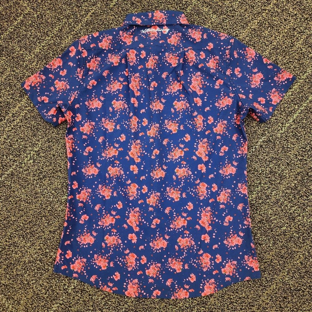 William Murray Floral Button Up Men Size Small Performance Short Sleeve Stretch - Picture 6 of 8